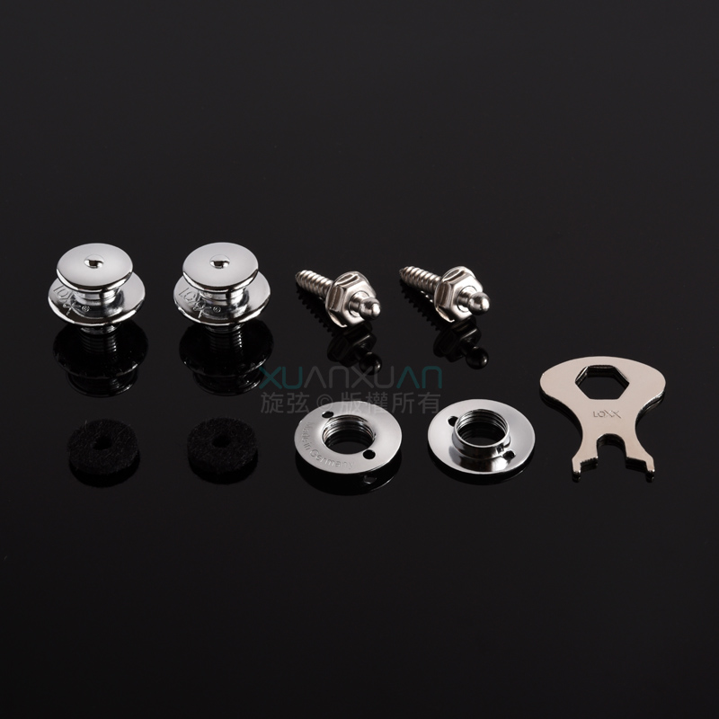 LOXX Loxx 德國製 安全背帶扣 XL厚肩帶專用 電吉他/貝斯吉他專用款 閃耀銀 鍍鉻 第 2 張圖片｜三峽吉他 / Bass