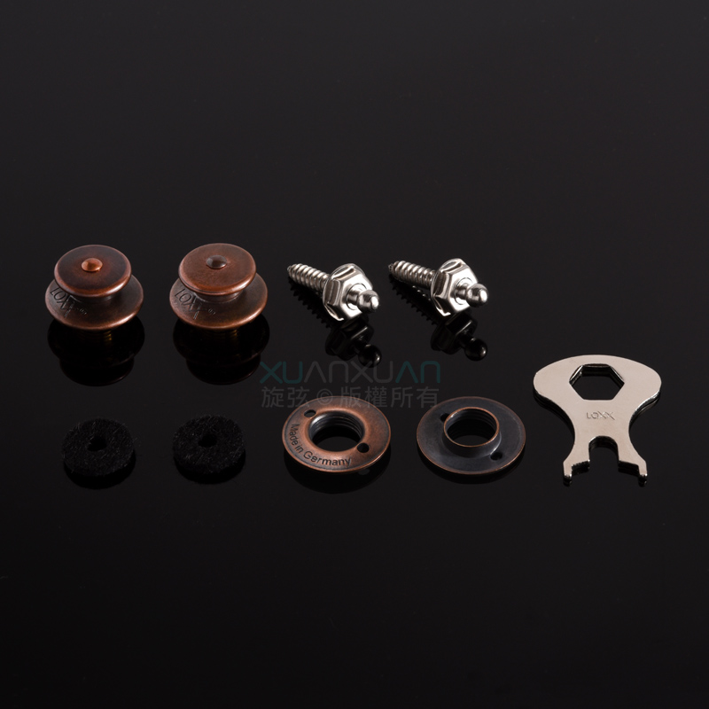 LOXX Loxx 德國製 安全背帶扣 電吉他/貝斯吉他專用款 復古紅銅 第 2 張圖片｜三峽吉他 / Bass