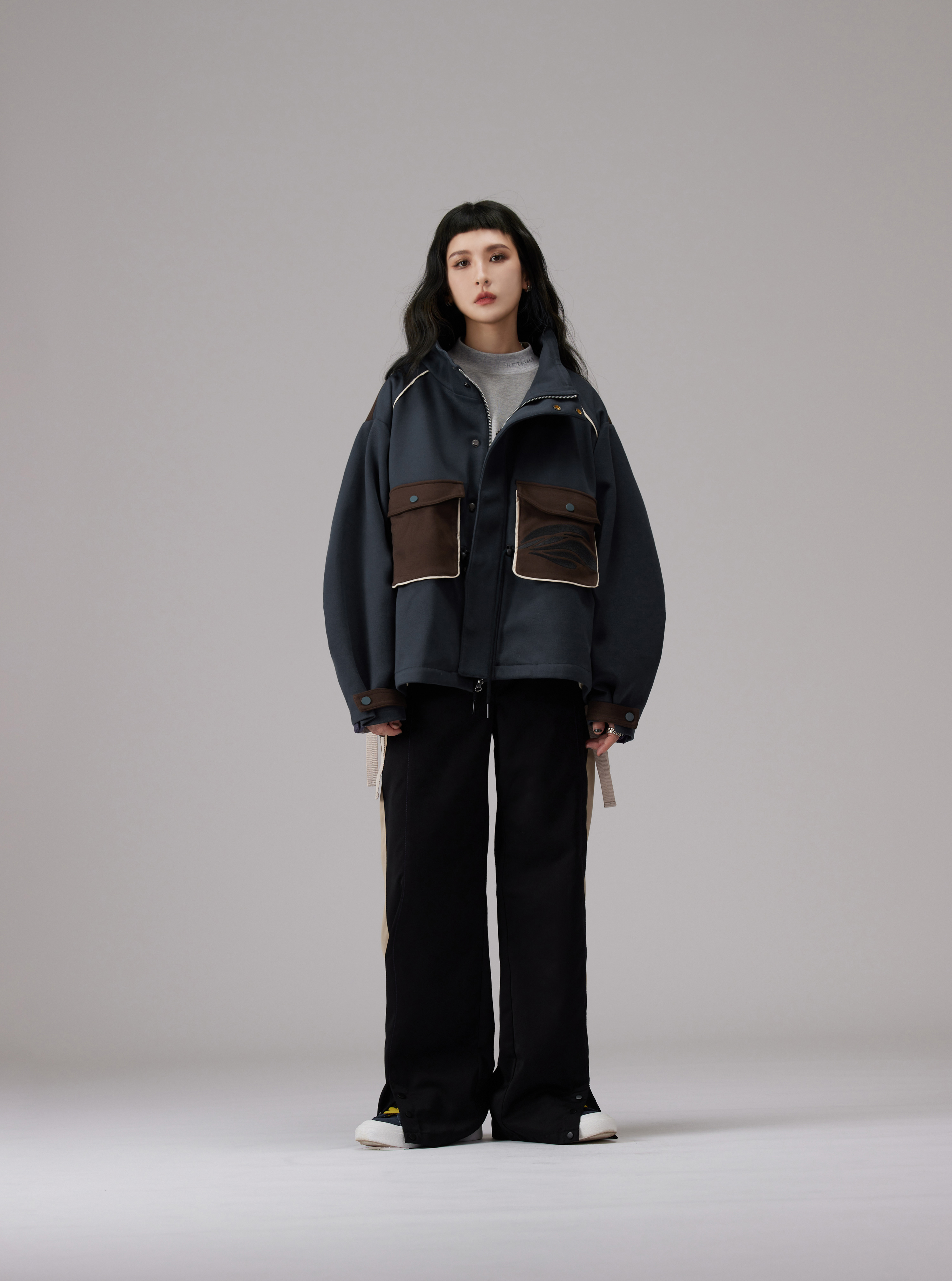 Stand Collar Jacket | Blue