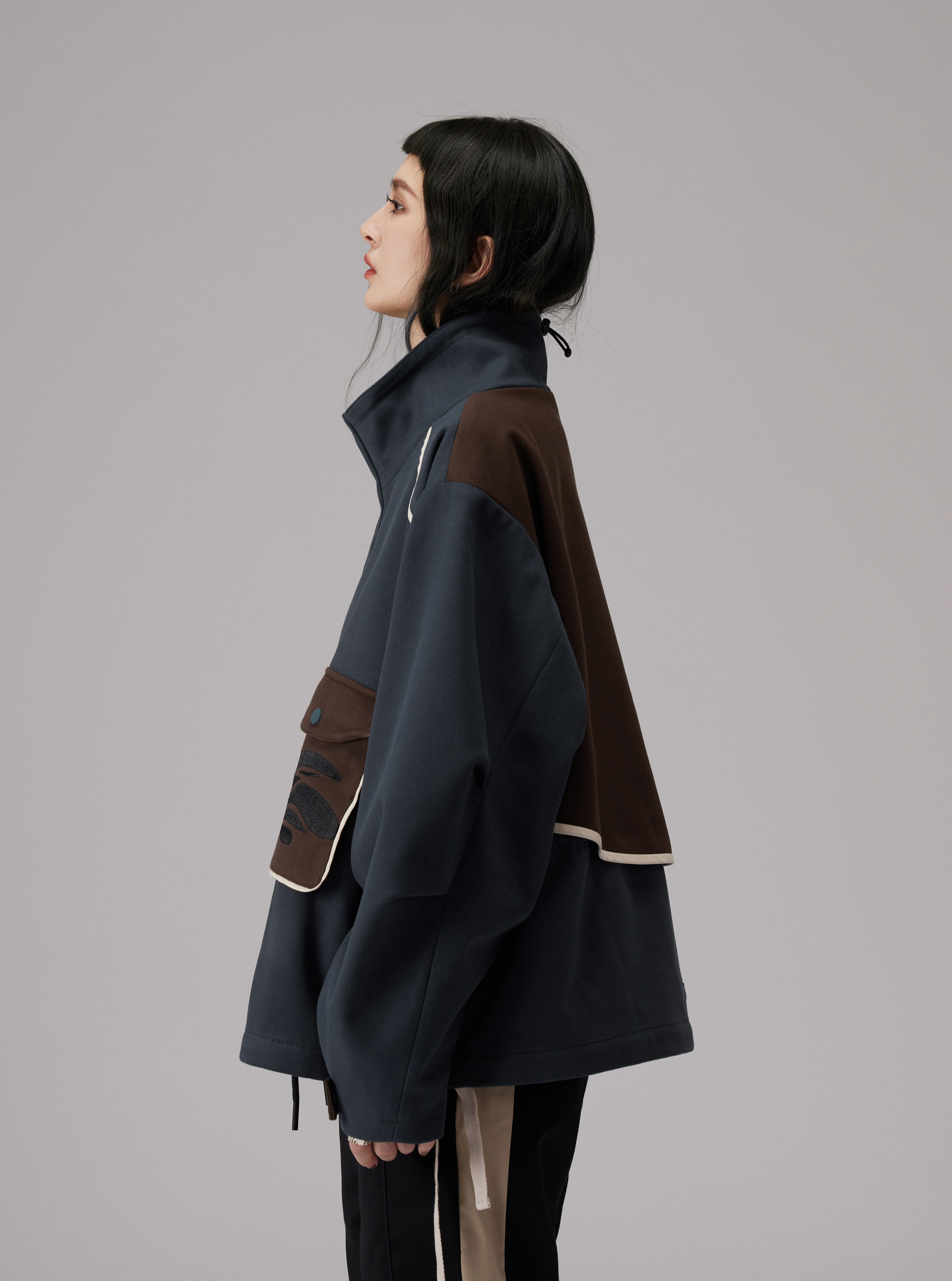 Stand Collar Jacket | Blue