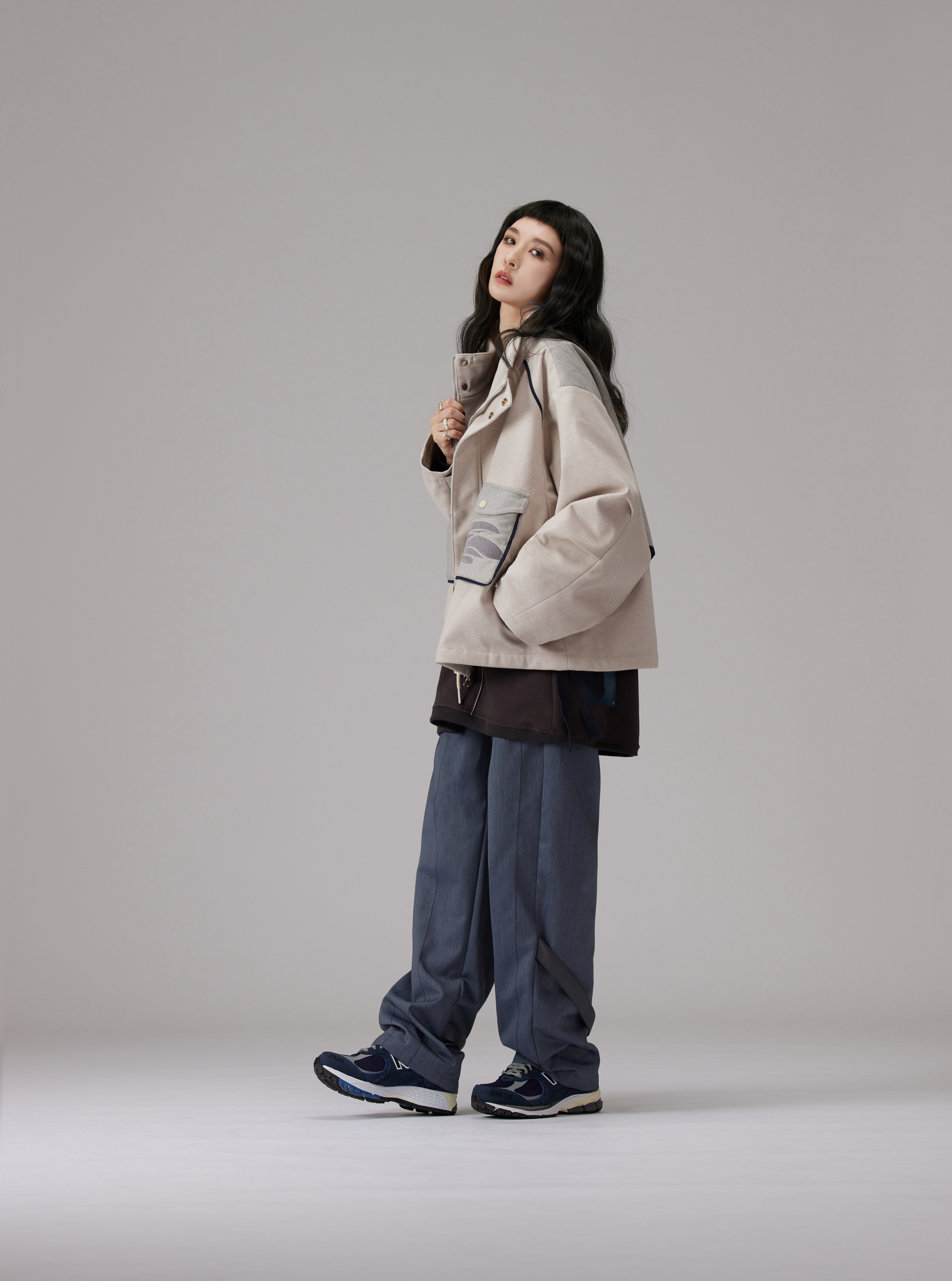 Stand Collar Jacket | Beige