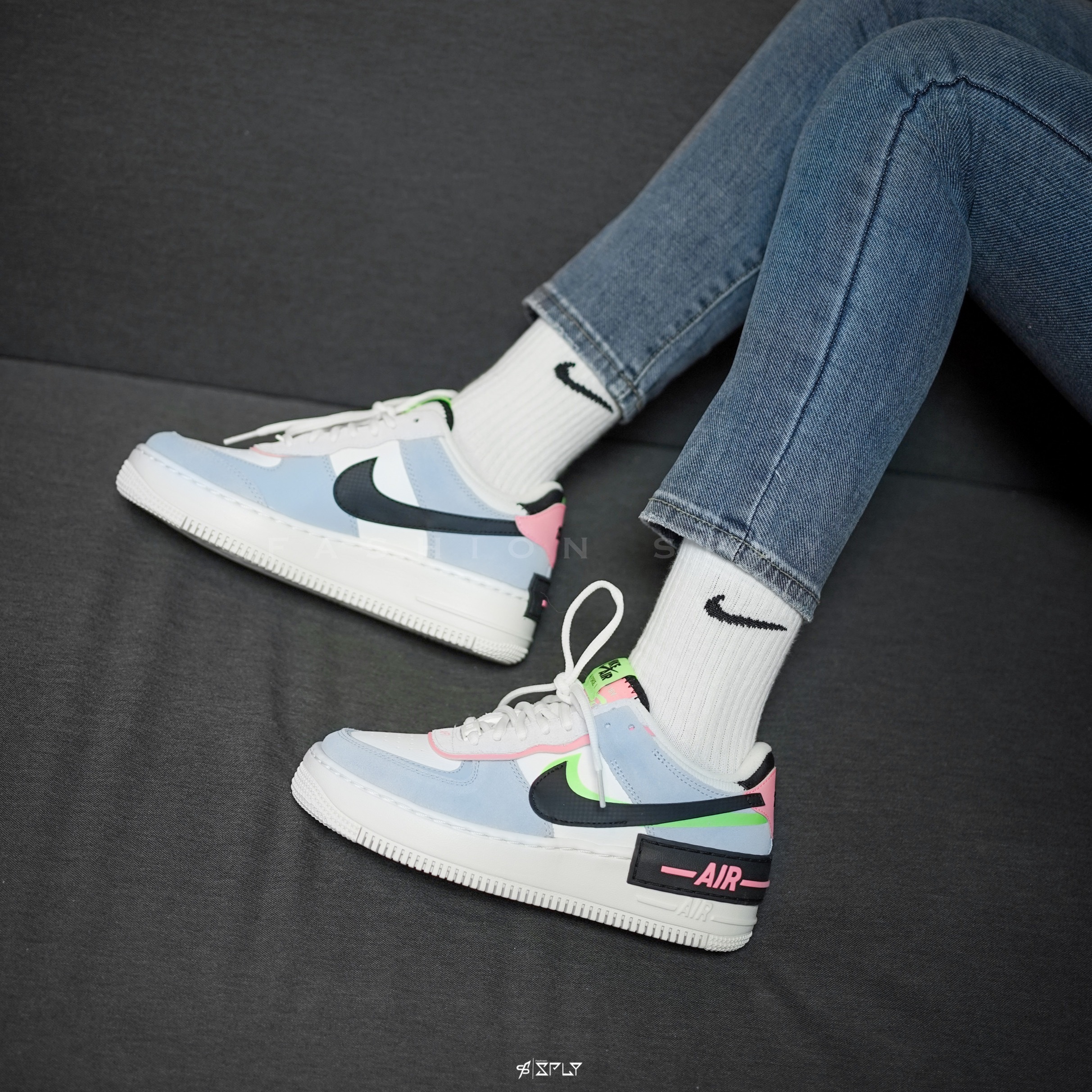 Nike Air Force 1 Shadow 馬卡龍 白藍 CU8591-101