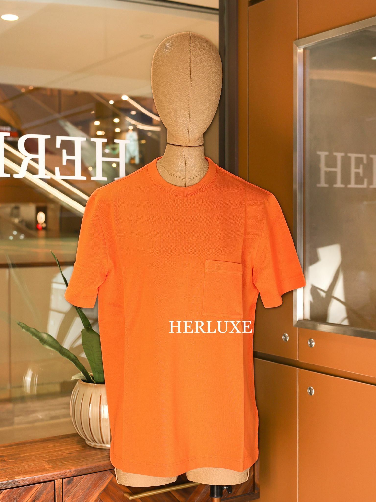 T-shirt ras du cou pique de coton 30 orange hermes （可預訂尺碼）