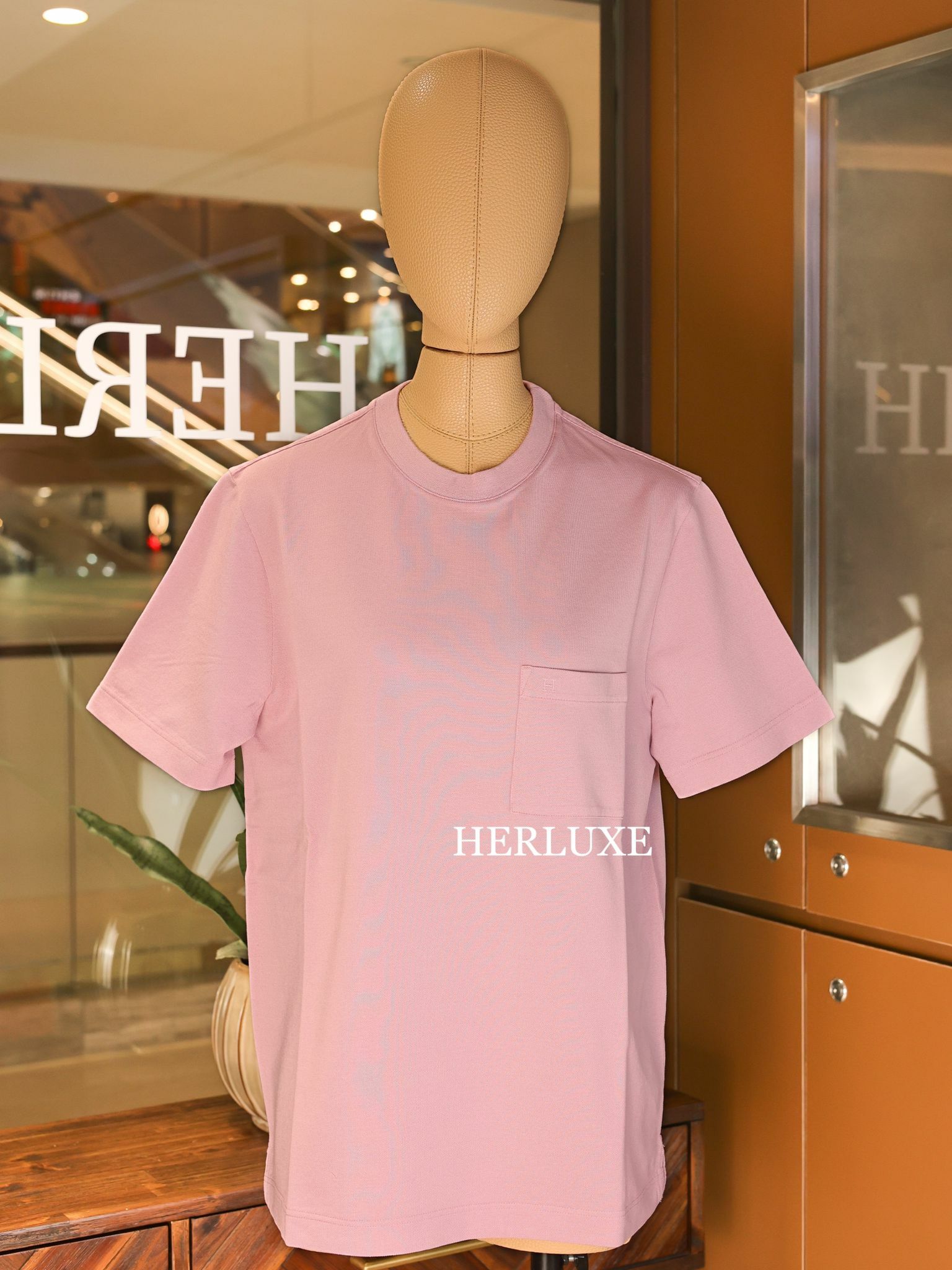 T-shirt ras du cou pique de coton 51 rose clair （可預訂尺碼）