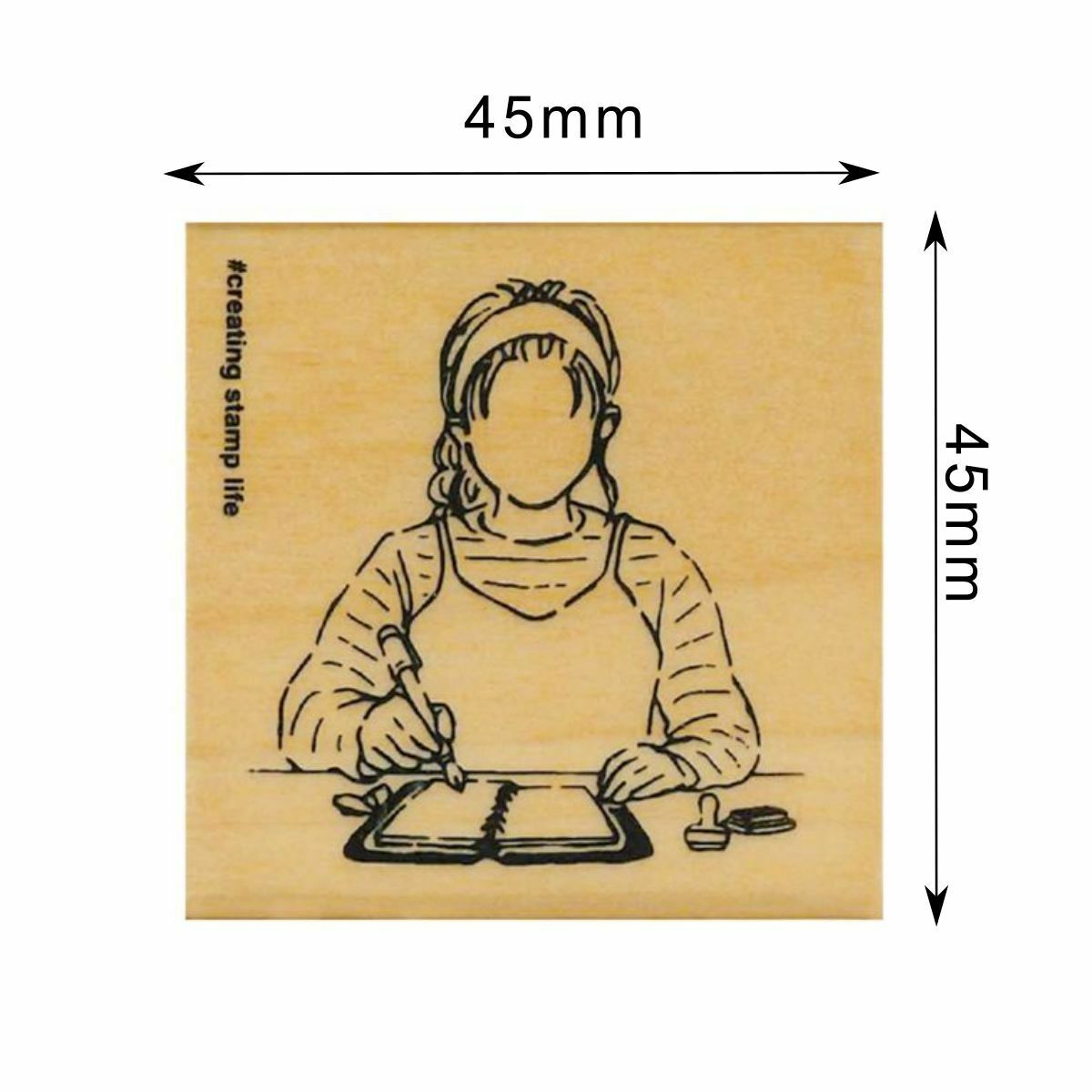 手帳女孩 木柄橡皮印章｜日本KODOMO NO KAO