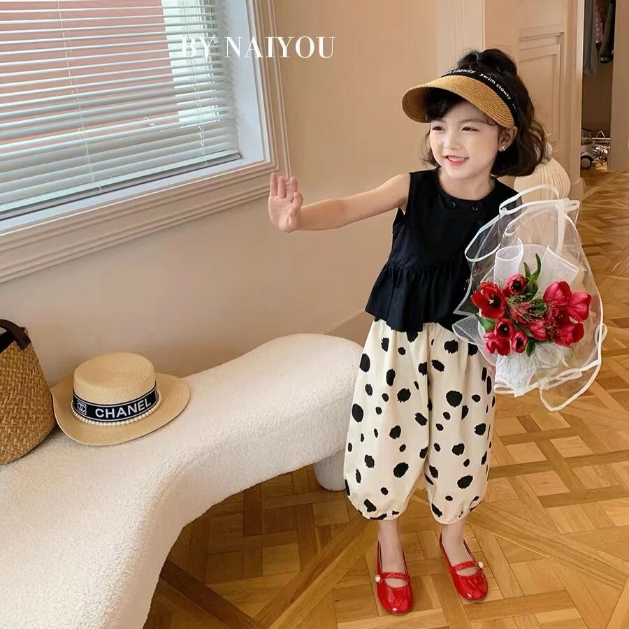 <兩件組> 無袖短版上衣+印花燈籠褲 2款