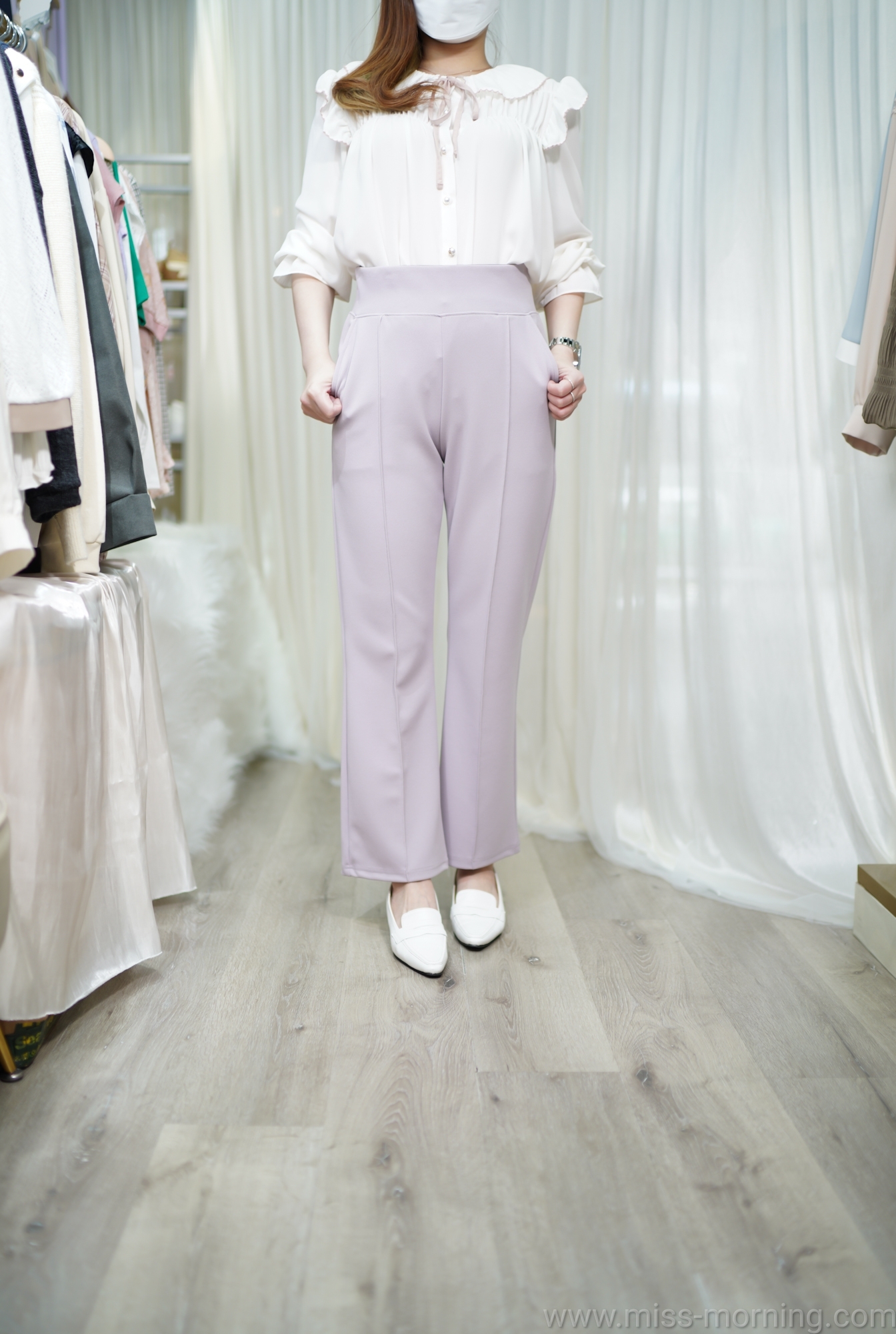 顯瘦雪紡Top(13020)&小喇叭包腩遮肉西褲(33494)