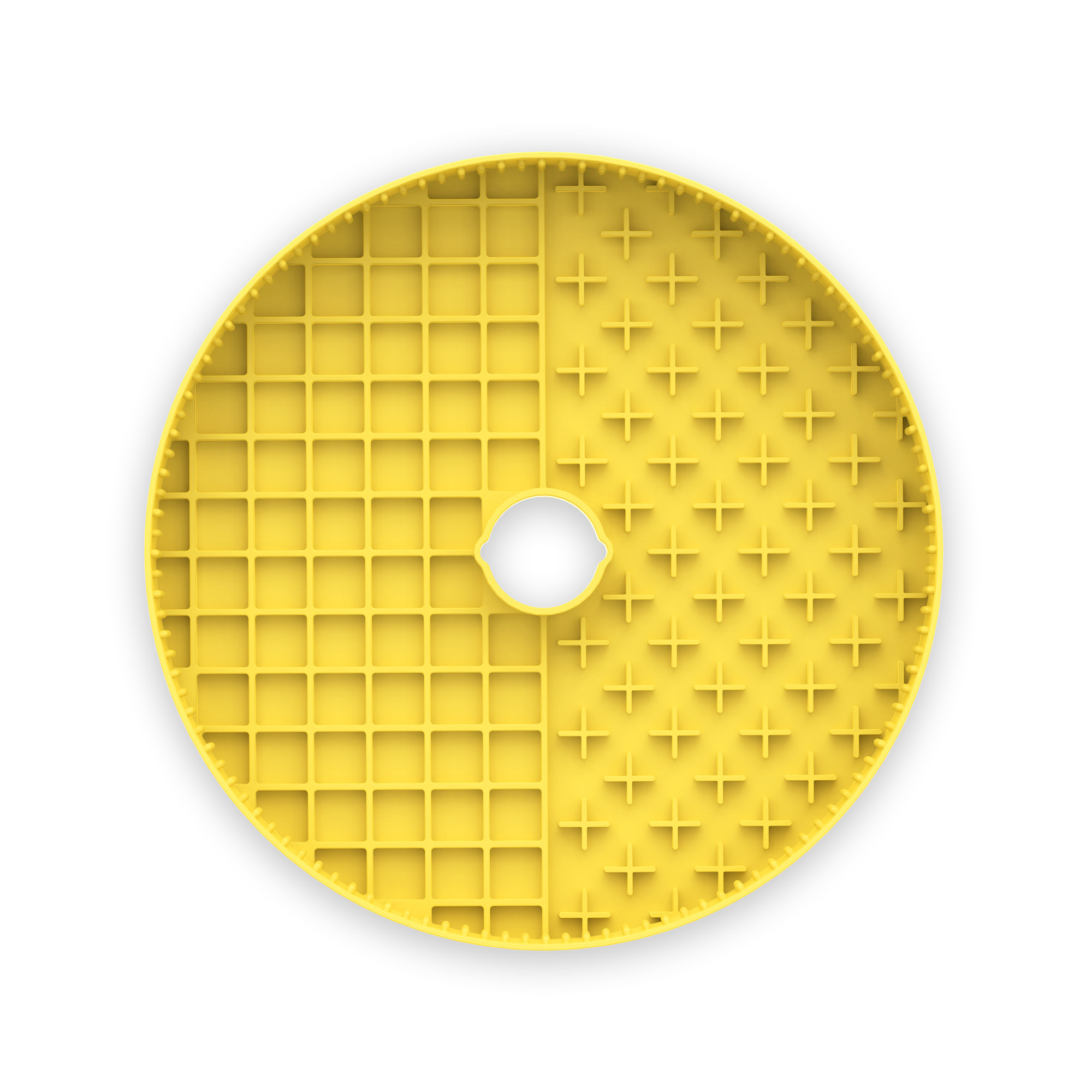 【Puzzle Feeder】旋轉拼圖多功能環保舔食墊(格紋十字-黃）