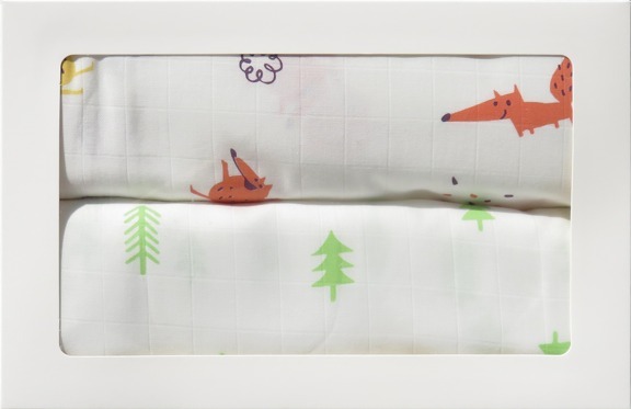 CEDAR頂級舒棉包巾禮盒(二件組)-狐狸小樹