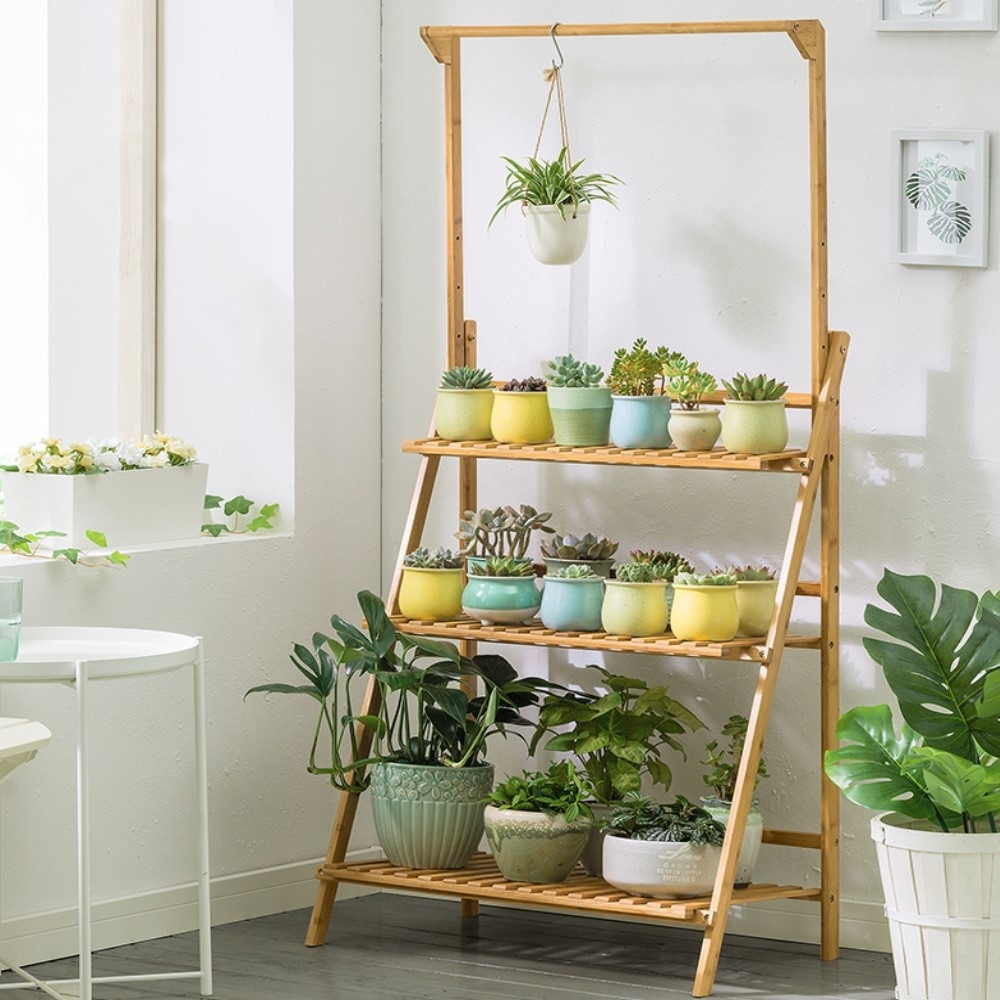 【AOTTO】懸掛式可調節三層花架-送園藝三件組(HA-023)