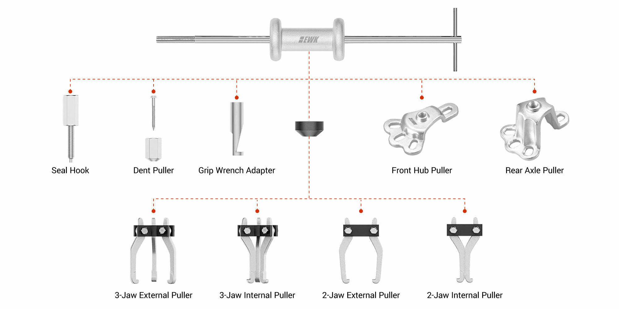 9Way Slide Hammer Puller Set Bearing Remover Kit EWK