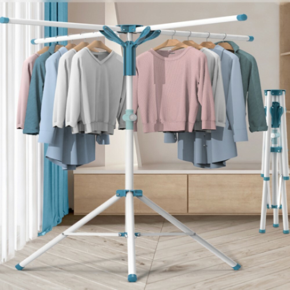 【AOTTO】不鏽鋼四桿曬衣架 曬衣神器 多功能 (可曬棉被 可折疊收納)(HA-031)