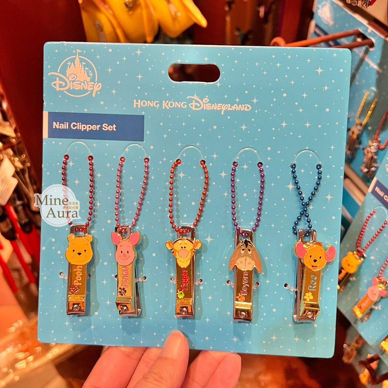 小熊維尼 Winnie the Pooh 大頭造型 隨身指甲剪 鑰匙圈 吊飾 5入組 -香港迪士尼樂園