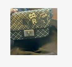 [S] KARL LAGERFELD AGYNESS BOUCLE SMALL CROSSBODY BAG,BLACK/GREEN, 194775161704 (SKL514)