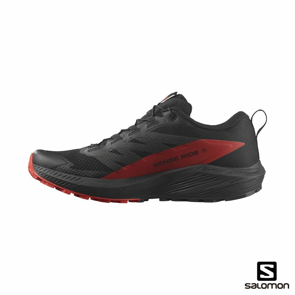 【SALOMON】男 SENSE RIDE 5 野跑鞋 黑/火炬紅/黑 / L47214300