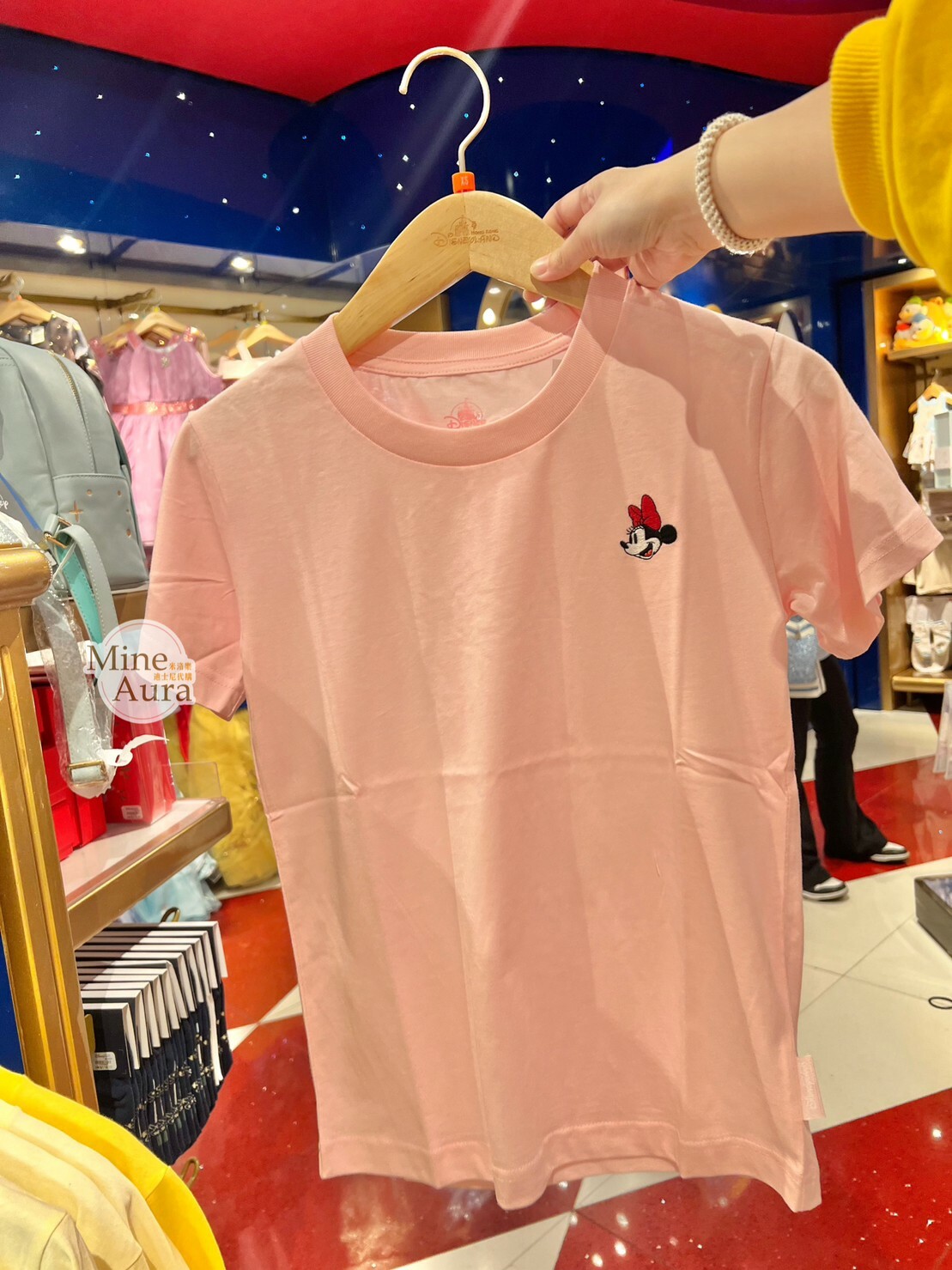 米妮 Minnie 刺繡大頭 粉色 短T 上衣 兒童/成人 親子裝 -香港迪士尼樂園