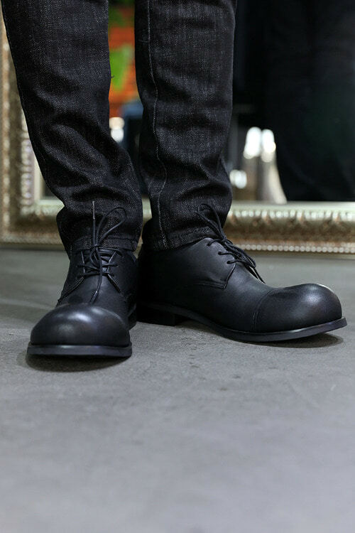 真皮圓頭德比鞋