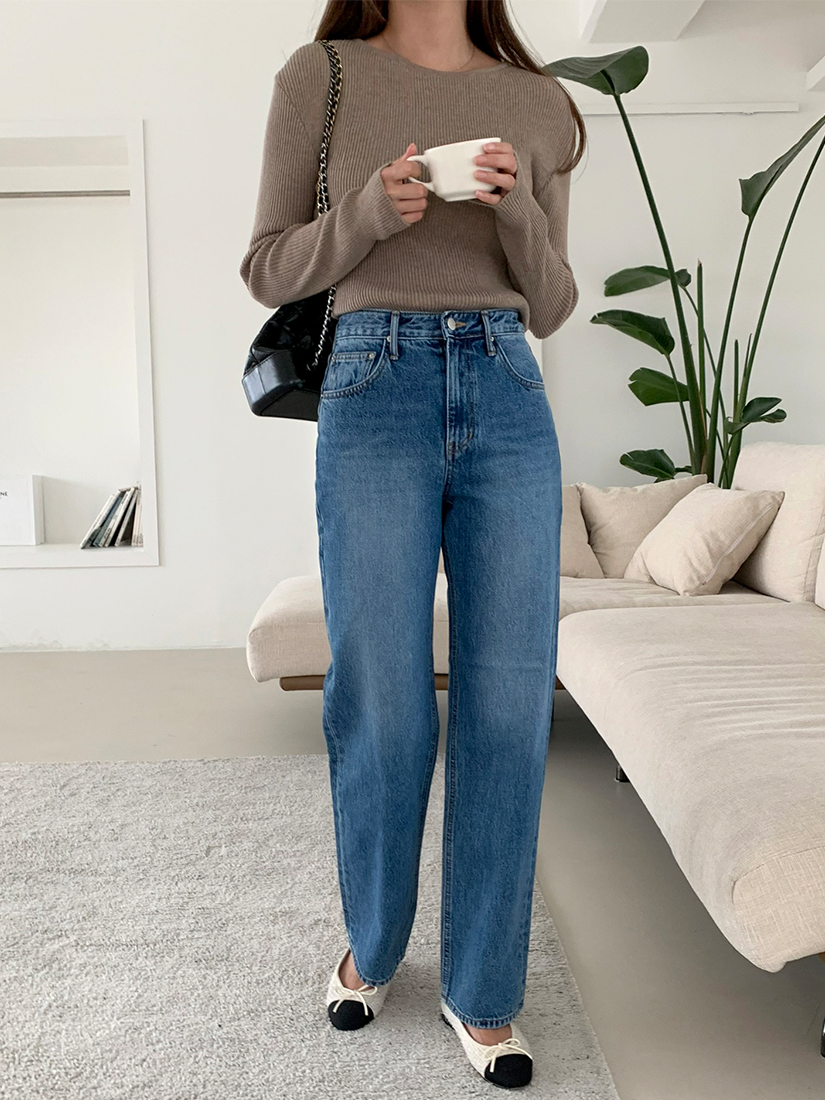 [現貨]質感刷色直筒丹寧褲 [ S ]