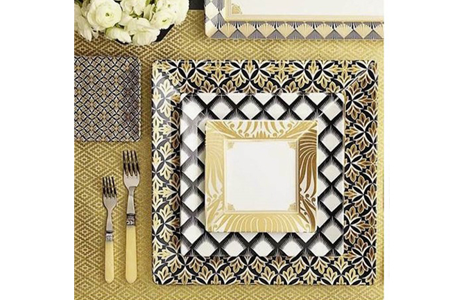 埃塞克斯方形拼盤 黑與金 大盤