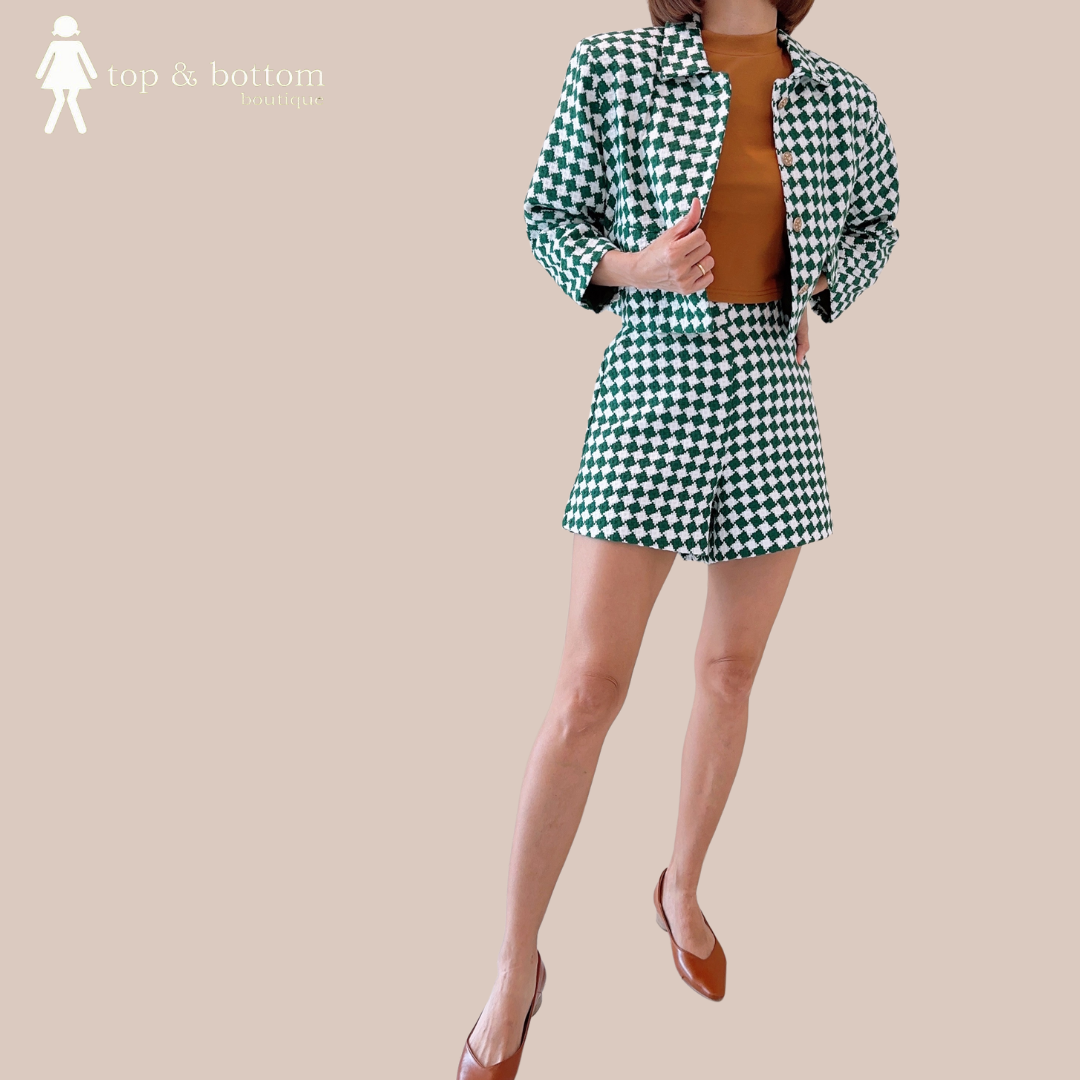 TWEED CHECKED CROP JACKET