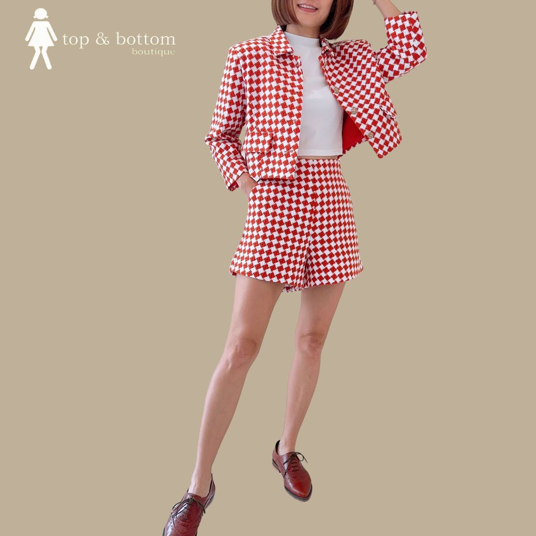 TWEED CHECKED CROP JACKET