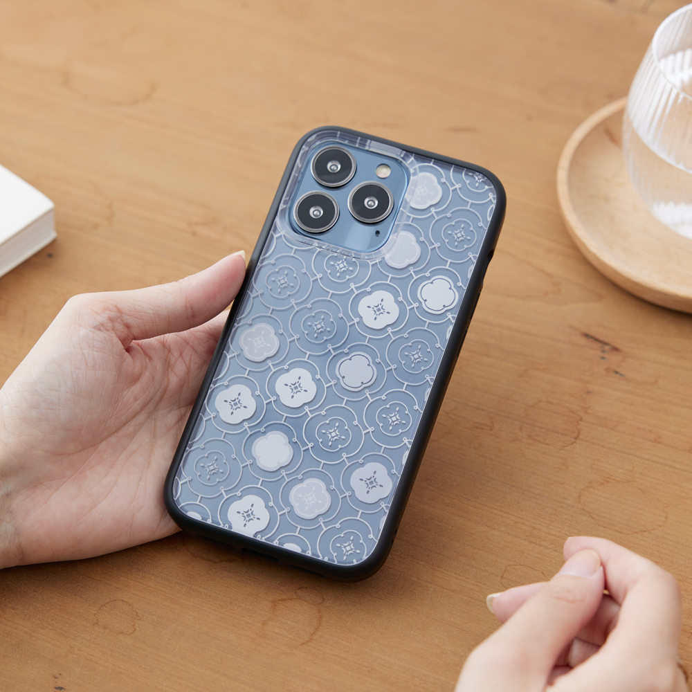 【現貨】印花樂X犀牛盾NX邊框背蓋兩用手機殼-玻璃海棠3號/冷灰白