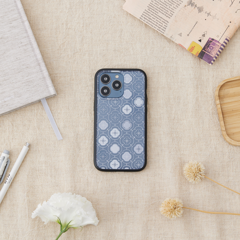 【現貨】印花樂X犀牛盾NX邊框背蓋兩用手機殼-玻璃海棠3號/冷灰白