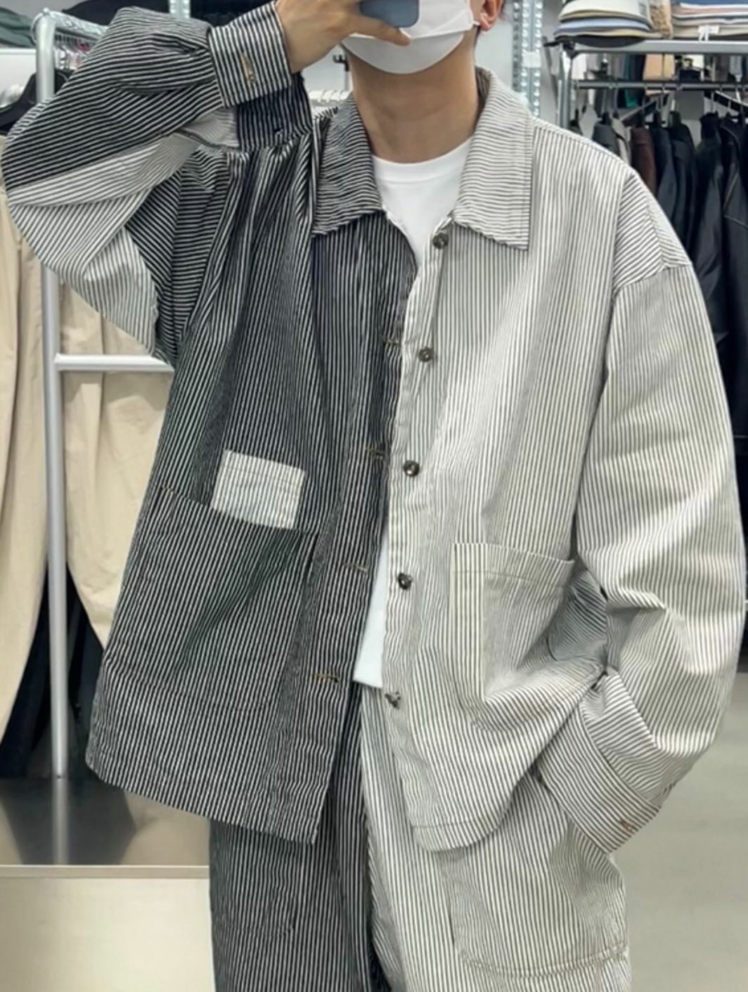 拼色條子恤衫外套 JK2308