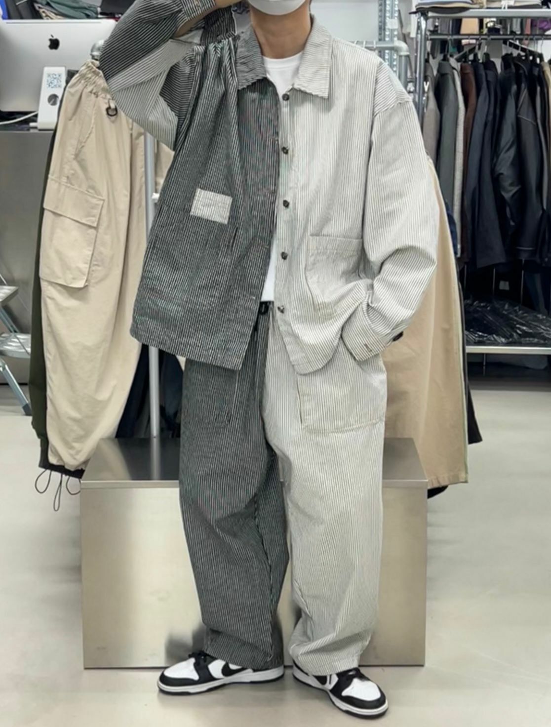 拼色條子鬆身褲 P2240