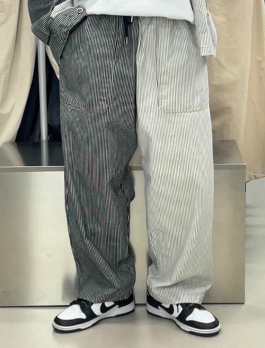 拼色條子鬆身褲 P2240