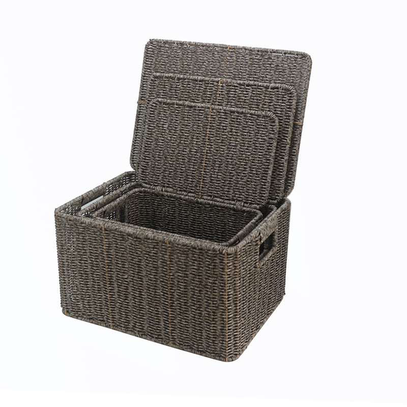 《1664》簡約手工編織加蓋置物籃