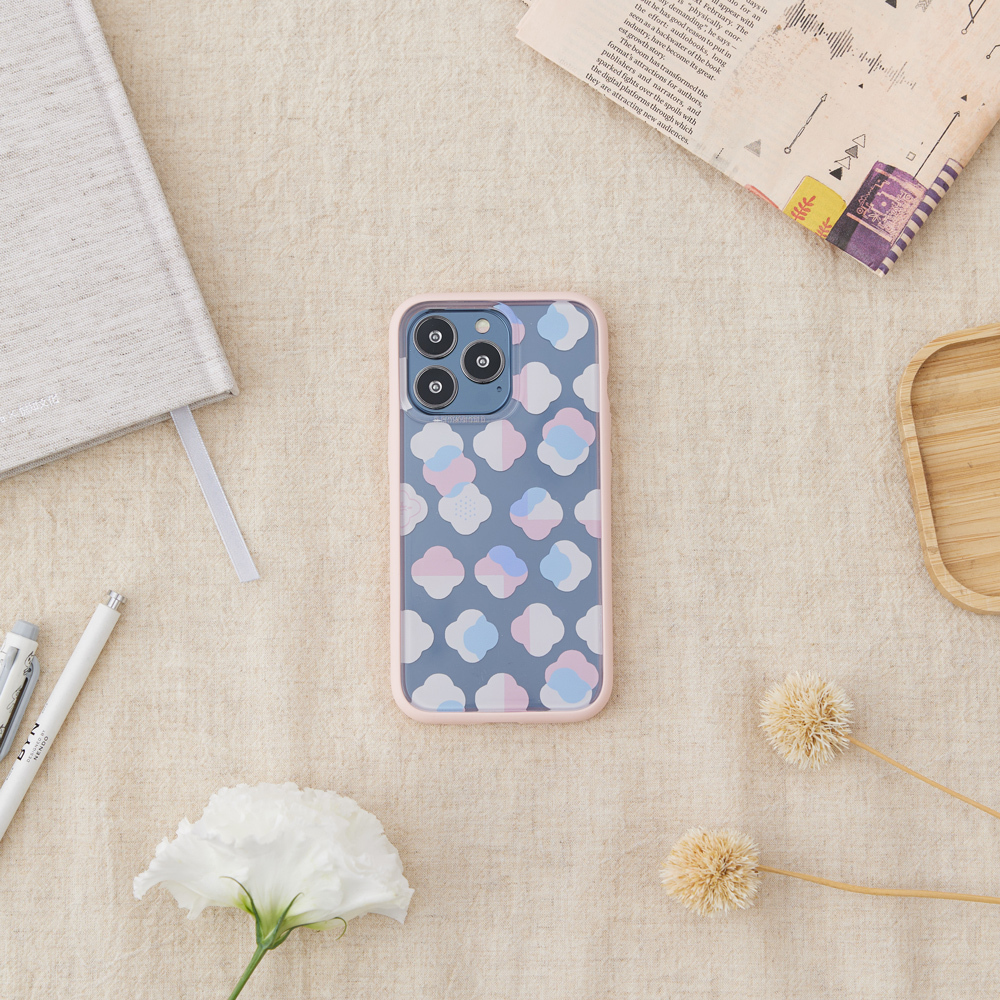 【現貨】印花樂X犀牛盾NX邊框背蓋兩用手機殼-玻璃海棠2號/柔和粉藍