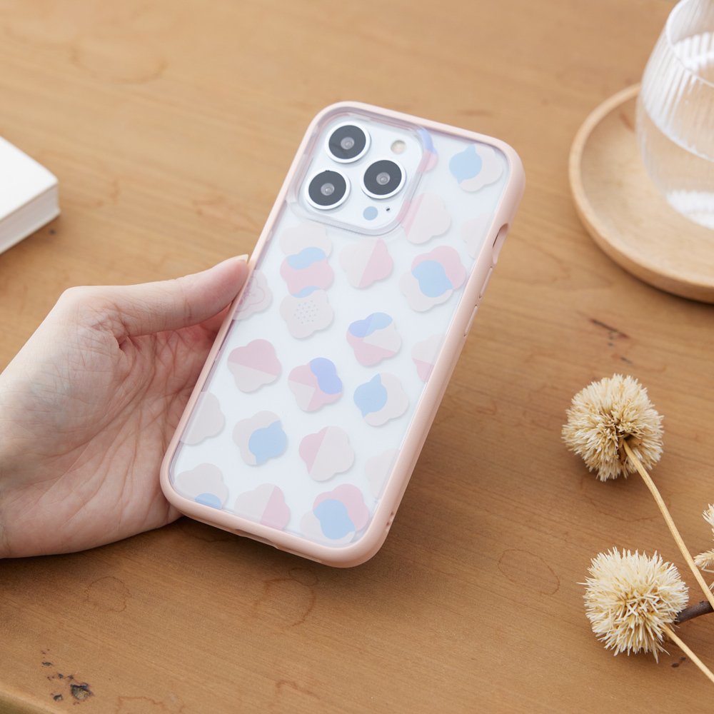 【現貨】印花樂X犀牛盾NX邊框背蓋兩用手機殼-玻璃海棠2號/柔和粉藍