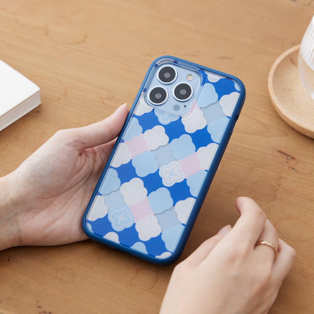 【現貨】印花樂X犀牛盾NX邊框背蓋兩用手機殼-玻璃海棠2號/學院藍