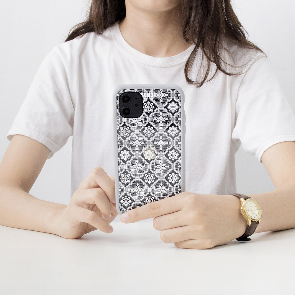 【現貨】印花樂X犀牛盾NX邊框背蓋兩用手機殼-玻璃海棠/背蓋透明白(小)