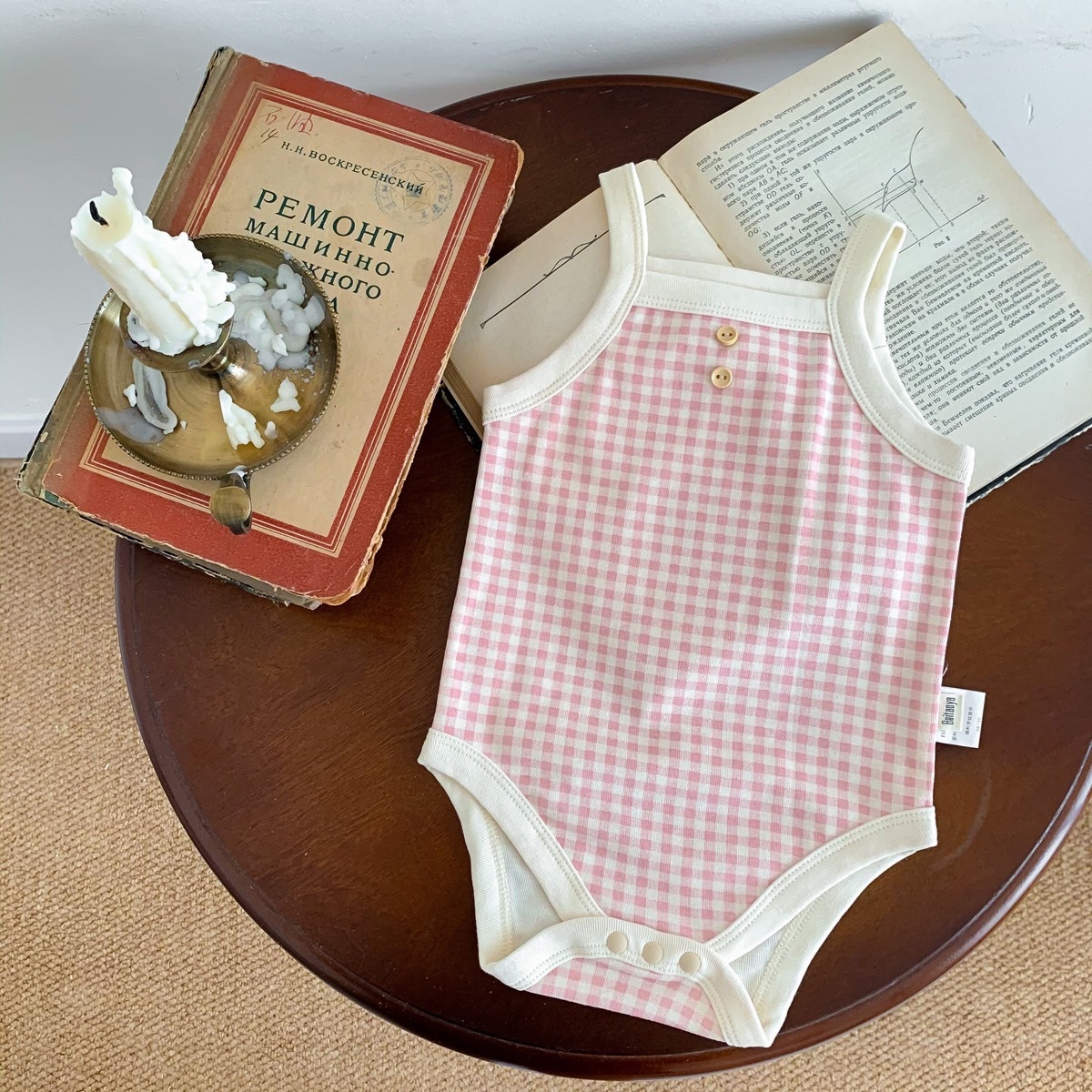 Summer!超甜價五色格紋吊帶包屁衣