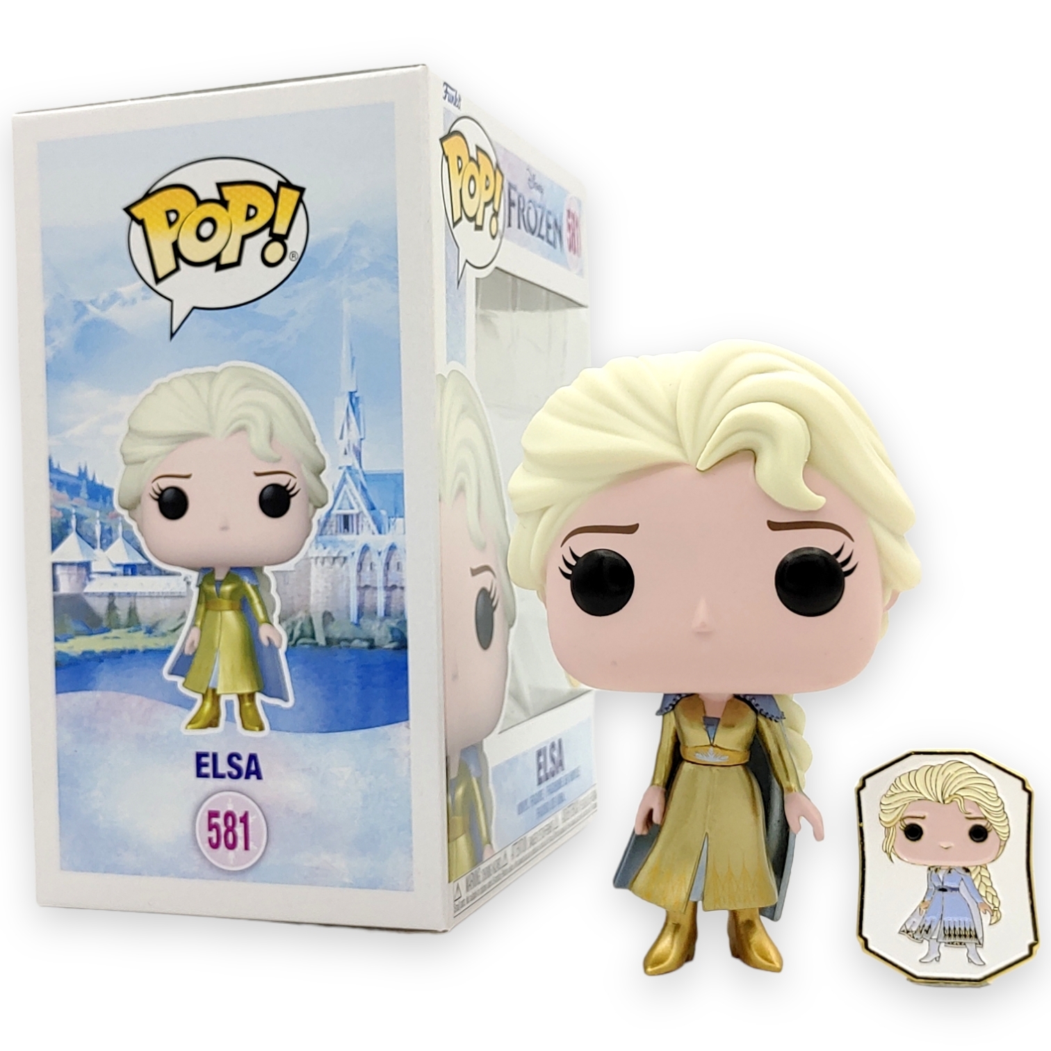 FUNKO POP終極公主<魔雪奇緣>愛莎公主(金鑽版連襟章)-No.581