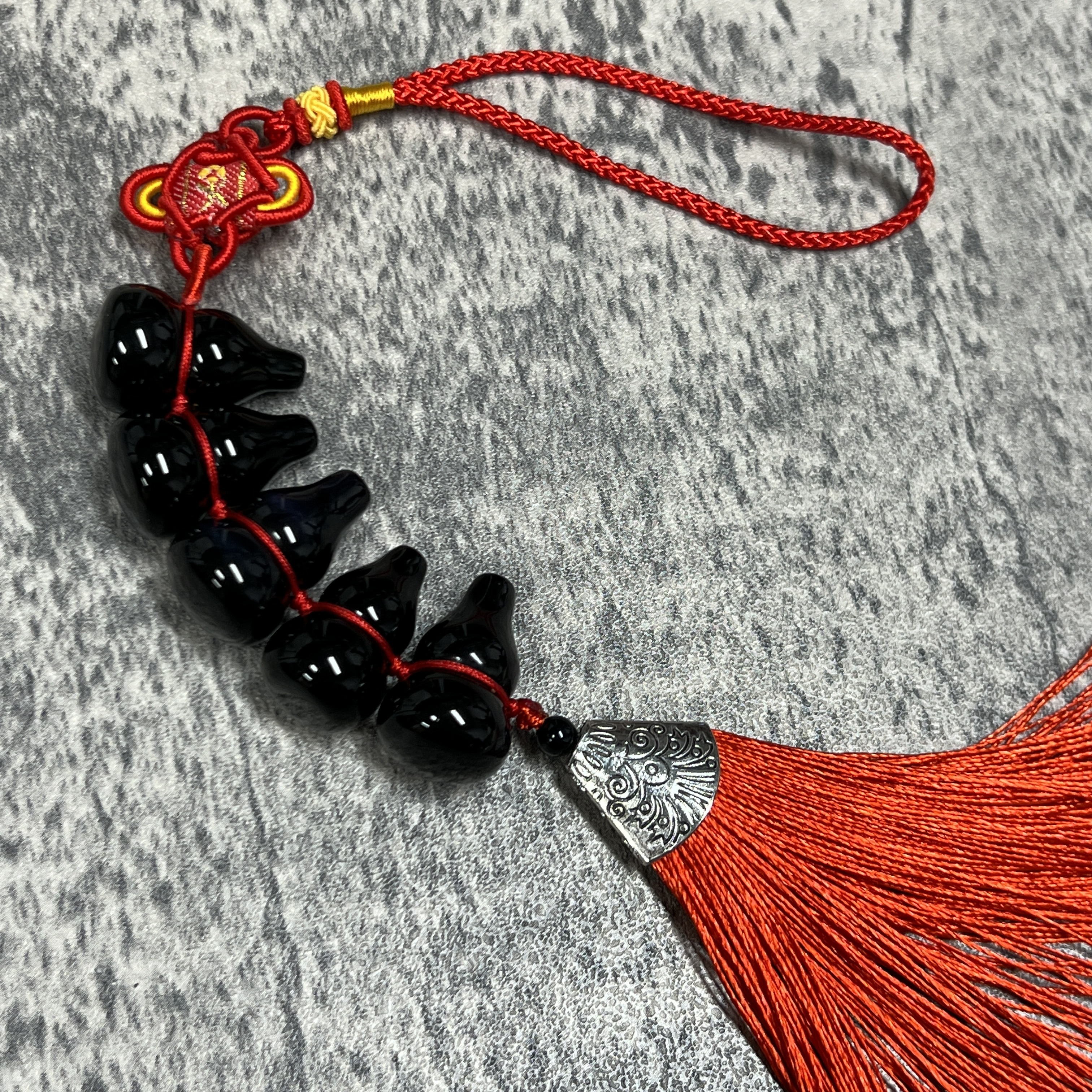 黑曜石葫蘆五福掛件