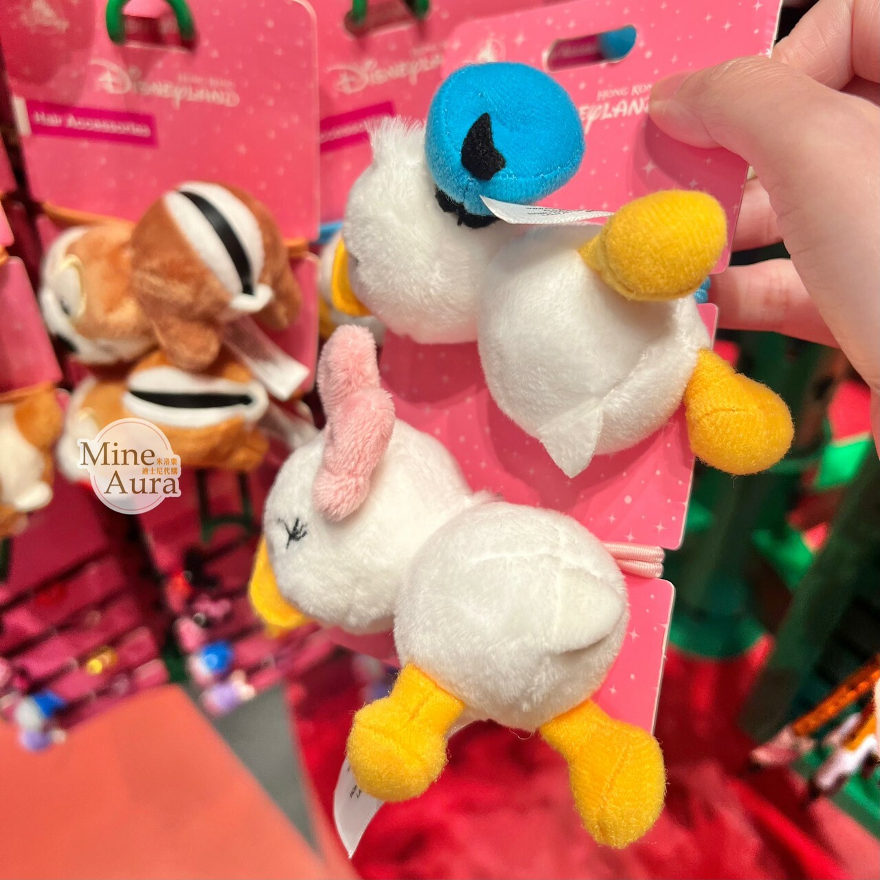 唐老鴨 Donald 黛西 Daisy 大臉圖案 絨毛 造型 髮束 2入組 髮飾 -香港迪士尼樂園