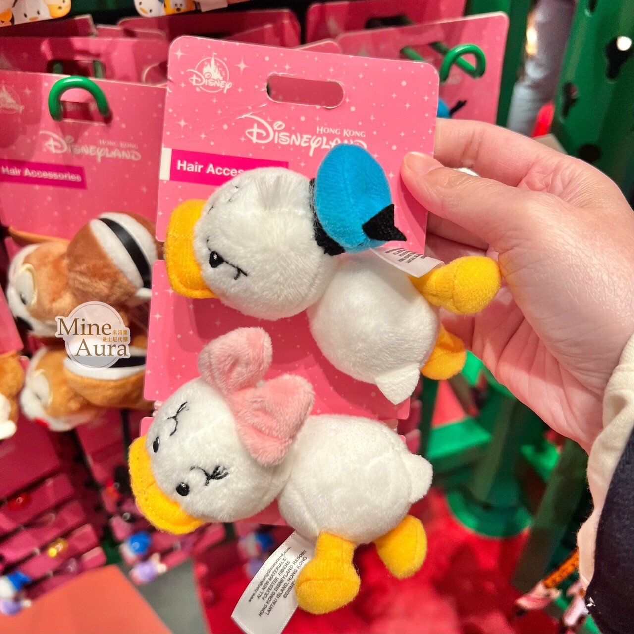 唐老鴨 Donald 黛西 Daisy 大臉圖案 絨毛 造型 髮束 2入組 髮飾 -香港迪士尼樂園