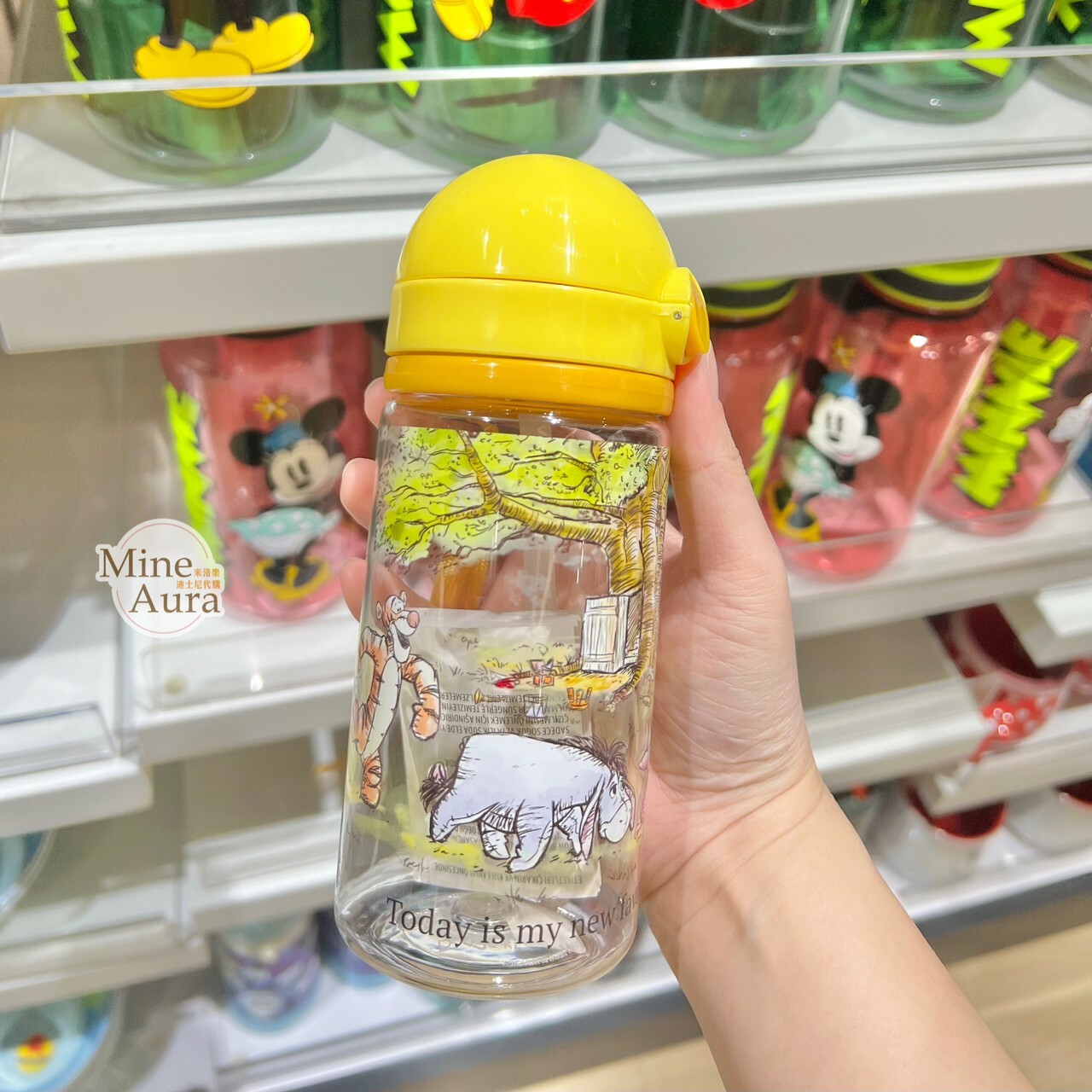 小熊維尼 Winnie the Pooh 彩繪圖案 透明 水壺 -香港迪士尼樂園