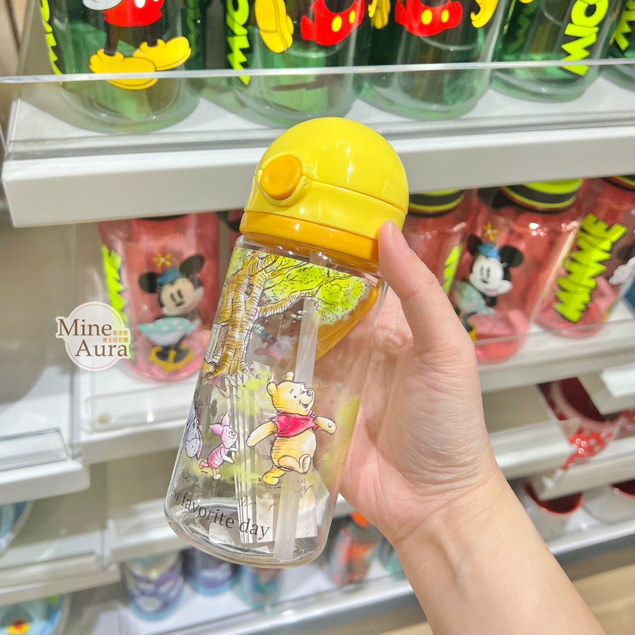 小熊維尼 Winnie the Pooh 彩繪圖案 透明 水壺 -香港迪士尼樂園