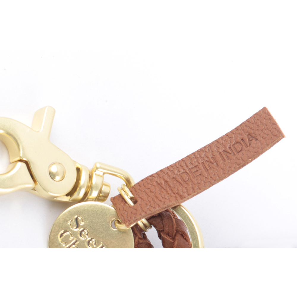 【SEE BY CHLOE】Grigris 編織皮革彩色流蘇吊飾/鑰匙圈(焦糖色)