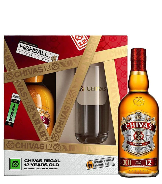 Chivas Regal 12 Year Old Blended Whisky Gift Set with 1 Glass 700mL