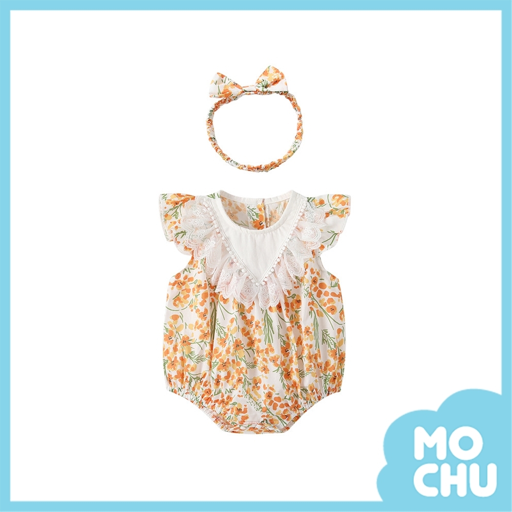 碎花蕾絲拼接包屁衣