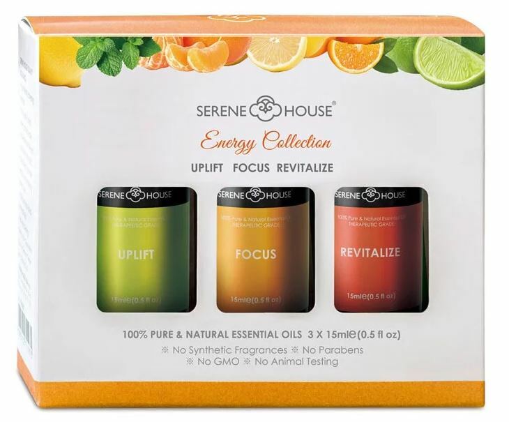 #【SERENE HOUSE】能量系列精油組 (振奮心情+凝神專注+活力甜橙)