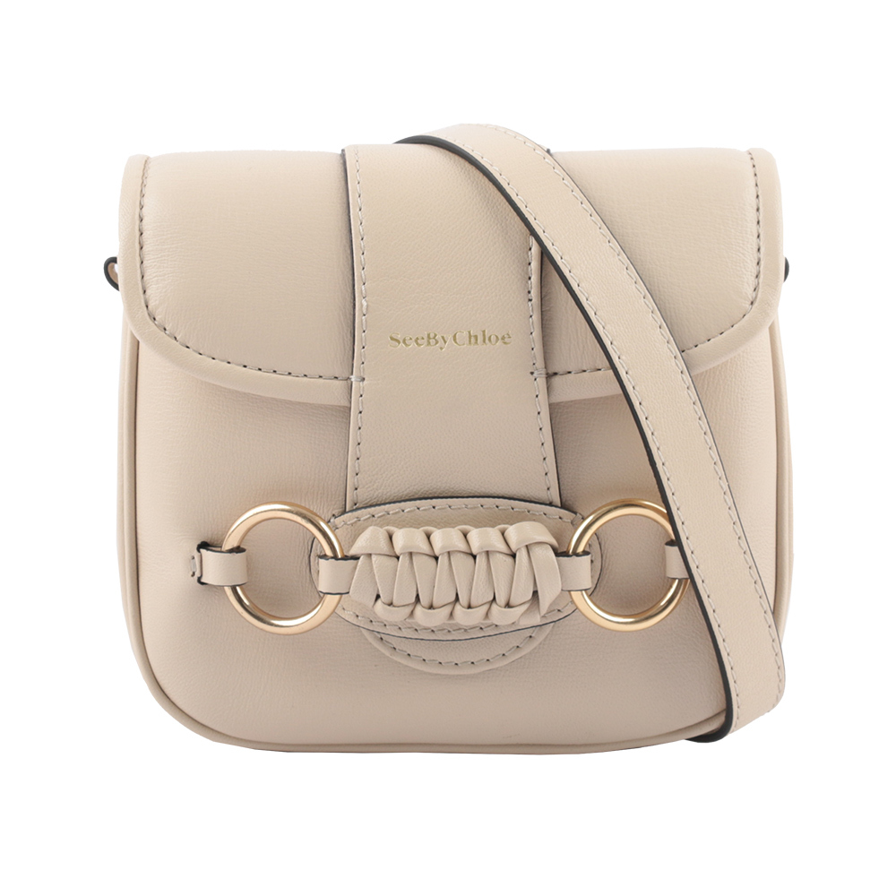 【See by Chloé】Saddie 閃亮山羊皮翻蓋斜背包