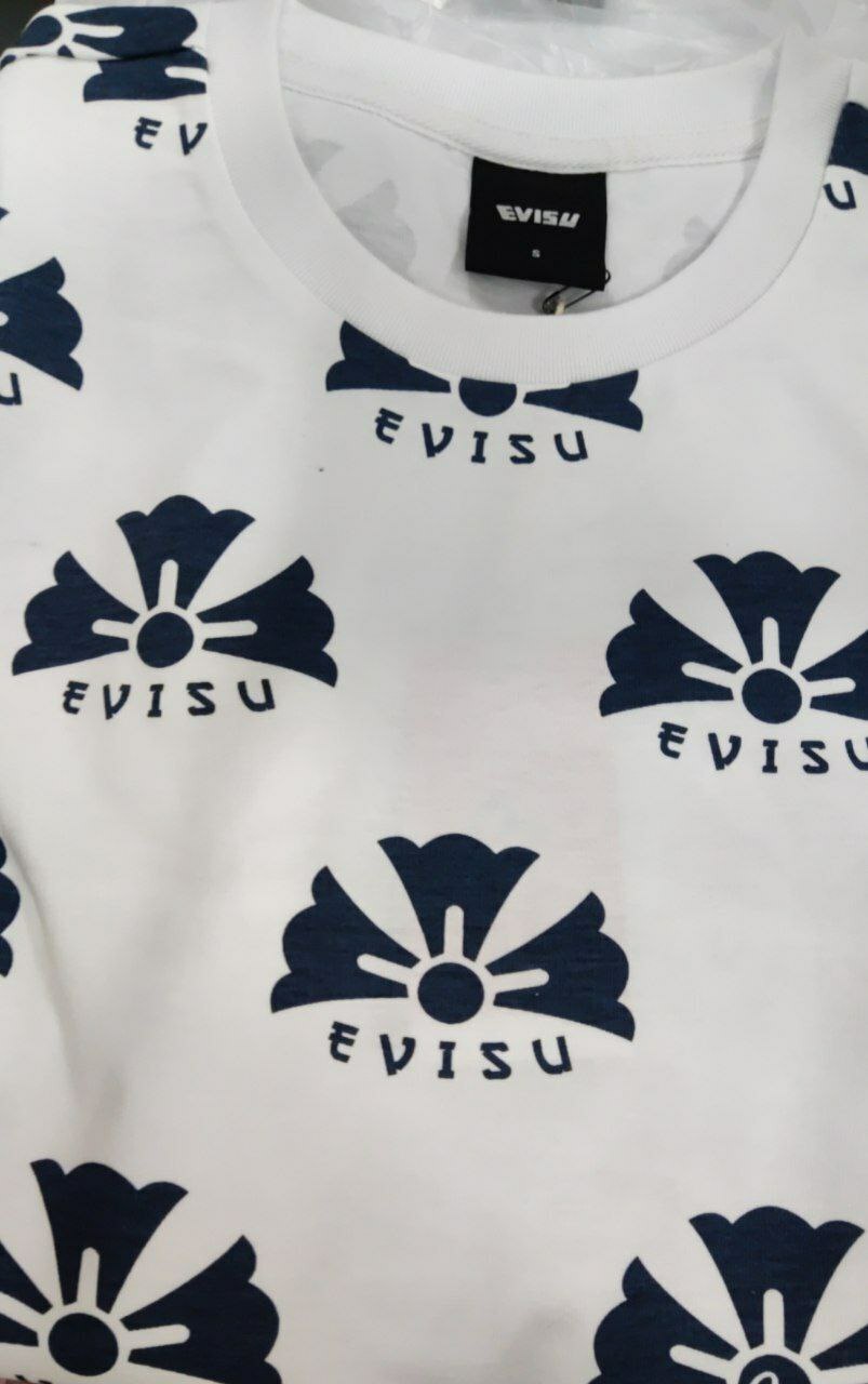 [S] EVISU ALL OVER LOGO T-SHIRT,WHITE, EV2UTS707-WHITE (SEV211)