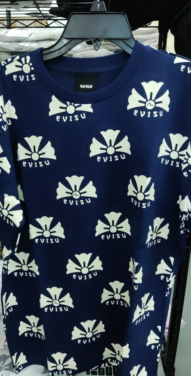[S] EVISU ALL OVER LOGO T-SHIRT,NAVY, EV2UTS707-NAVY (SEV212)