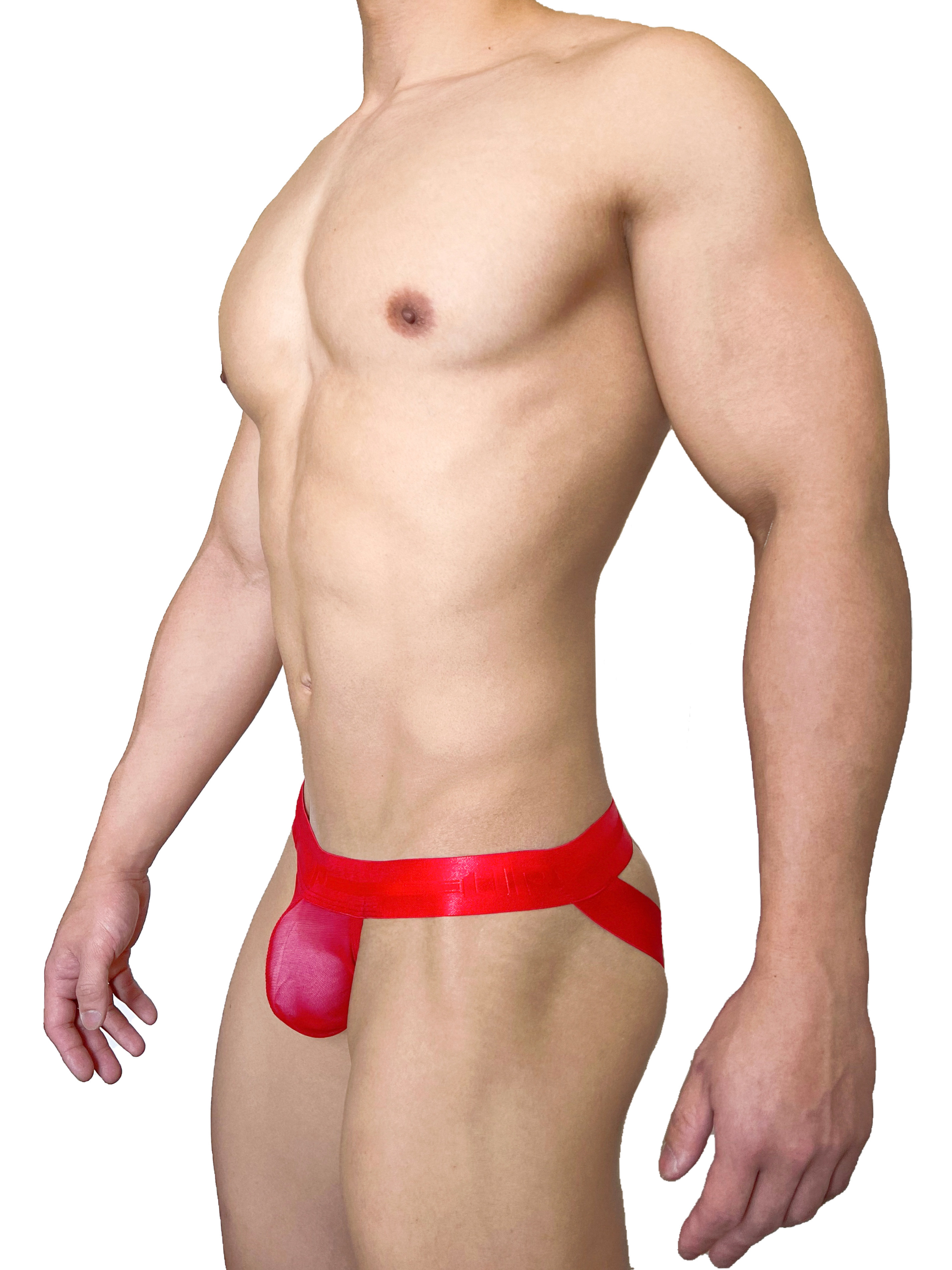 Mesh UP Sport 後空內褲 極透紅